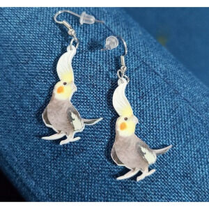 Cockatiel Bird Earrings Cottage Christmas Gift Acrylic Lifelike Bundle Me NEW